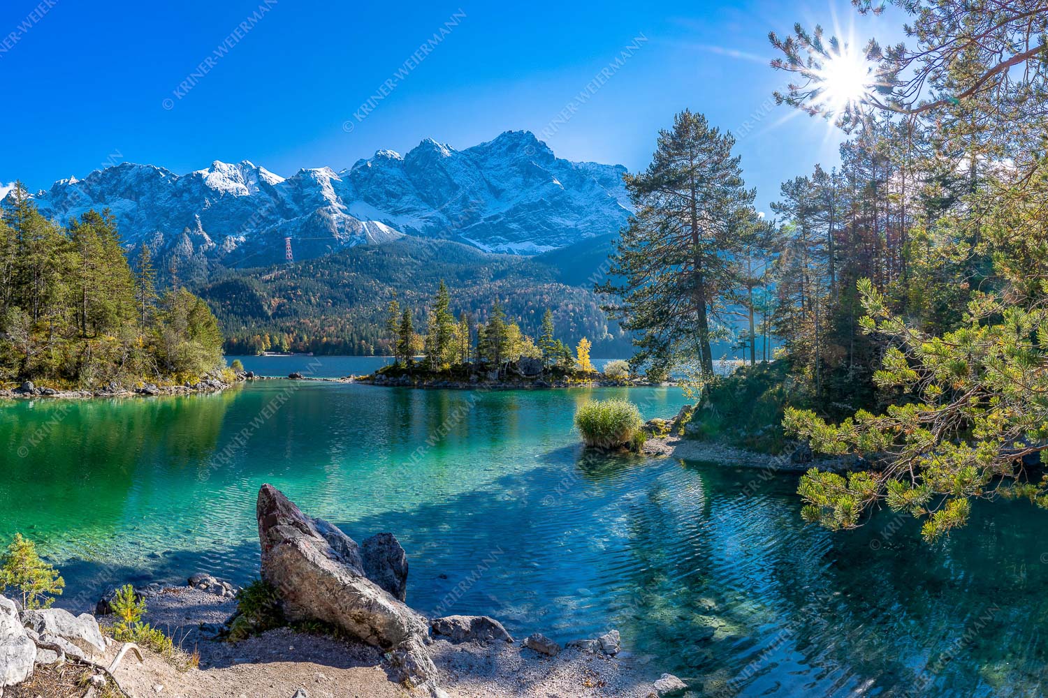 Eibseeklassiker – Seitenverhältnis 3:2 — Eibsee mit Zugspitze Blick über Eibsee zur Zugspitze im Wettersteingebirge - Eibseeklassiker - Seitenverhältnis 3:2 - Eibsee mit Zugspitze - weitere Infos unter https://www.kriner-weiermann.de