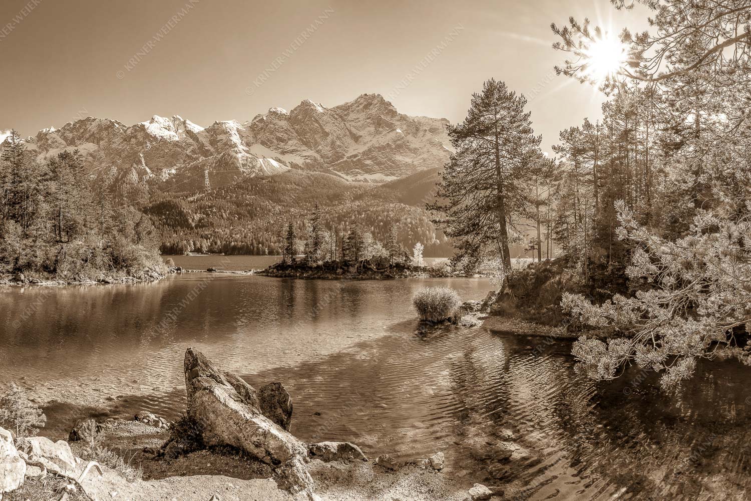 Eibseeklassiker – Seitenverhältnis 3:2 — Eibsee mit Zugspitze Blick über Eibsee zur Zugspitze im Wettersteingebirge