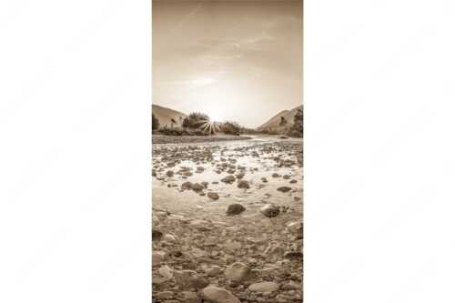 Blick über die Isar in den Sonnenaufgang - Ein Isarmorgen - Seitenverhältnis 1:2 - Steine an der Isar - weitere Infos unter https://www.kriner-weiermann.de