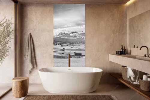 Blick in den Sonnenuntergang zwischen Wetterstein und Estergebirge - Ein kurzer Schauer - Größe ca. 100x200cm, Seitenverhältnis 1: - Wetterstein und Estergebirge - weitere Infos unter https://www.kriner-weiermann.de