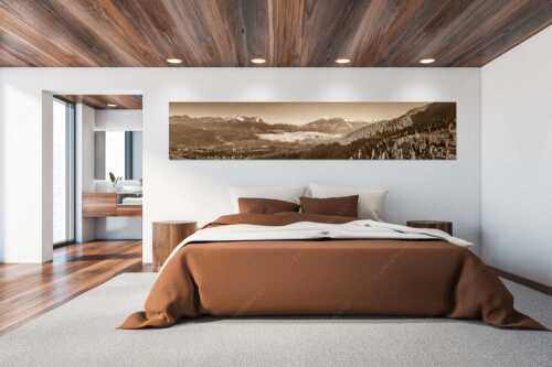 Blick über Garmisch-Partenkirchen mit Kramer und Zugspitzmassiv - Ein Morgen über GaPa - Größe ca. 300x60cm, Seitenverhältnis 5:1 - Garmisch-Partenkirchen mit Kramer und Zugspitze - weitere Infos unter https://www.kriner-weiermann.de