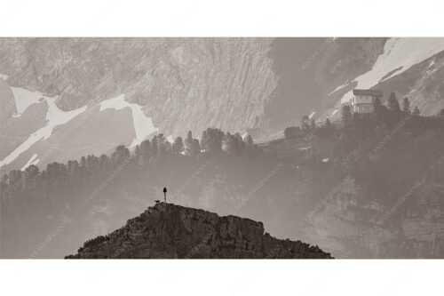 Gams an der Stuibenspitze mit Schachenschloss im Hintergrund - Einsamer Streiter - Seitenverhältnis 2:1 - Gams mit Schachenschloss - weitere Infos unter https://www.kriner-weiermann.de