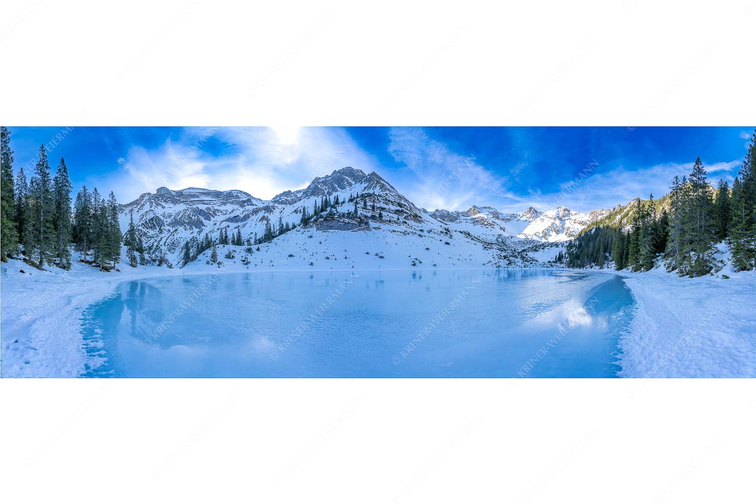 Eisige Ruhe – Seitenverhältnis 3:1 — Zugefrorener Soiernsee im Karwendel Blick über zugefrorenden Soiernsee zur Soiernspitze und Schöttlkar