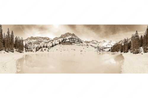 Blick über zugefrorenden Soiernsee zur Soiernspitze und Schöttlkar - Eisige Ruhe - Seitenverhältnis 3:1 - Zugefrorener Soiernsee im Karwendel - weitere Infos unter https://www.kriner-weiermann.de