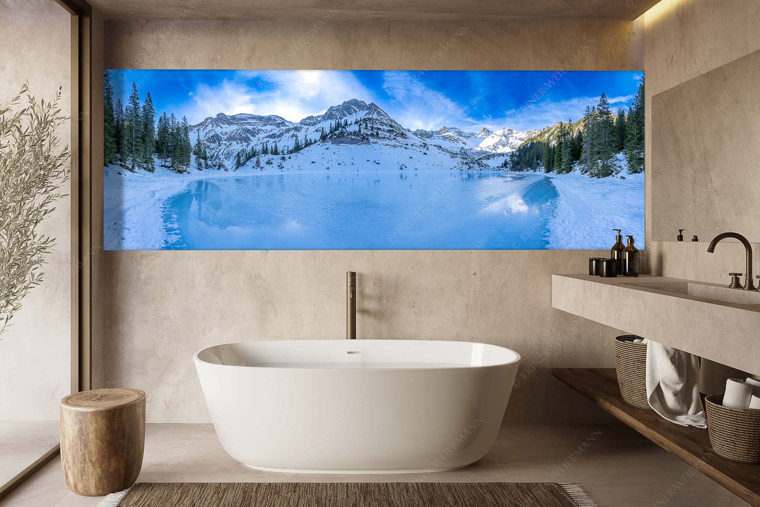 Eisige Ruhe – Größe ca. 300x100cm, Seitenverhältnis 3:1 — Zugefrorener Soiernsee im Karwendel Blick über zugefrorenden Soiernsee zur Soiernspitze und Schöttlkar - Eisige Ruhe - Größe ca. 300x100cm, Seitenverhältnis 3:1 - Zugefrorener Soiernsee im Karwendel - weitere Infos unter https://www.kriner-weiermann.de