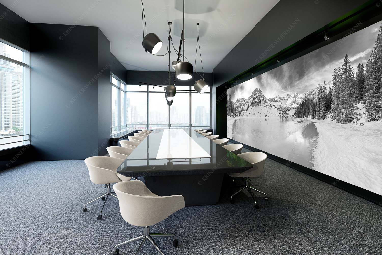 Blick über zugefrorenden Soiernsee zur Soiernspitze und Schöttlkar - Eisige Ruhe - Größe ca. 600x200cm, Seitenverhältnis 3:1 - Zugefrorener Soiernsee im Karwendel - weitere Infos unter https://www.kriner-weiermann.de