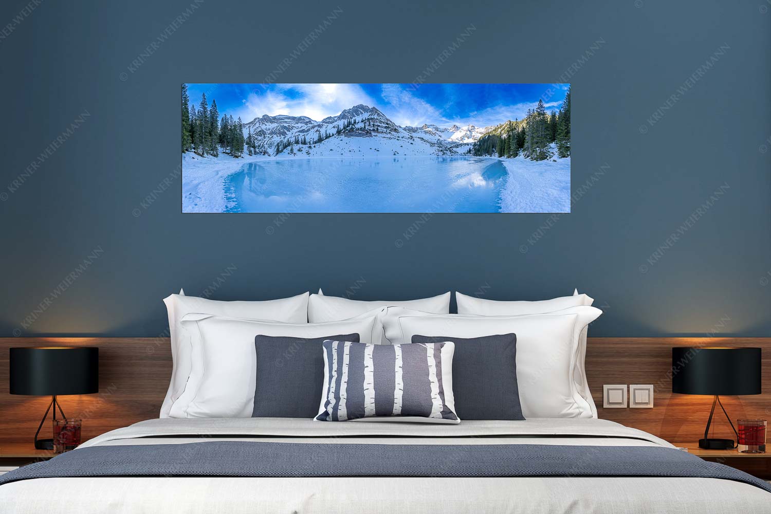 Eisige Ruhe – Größe ca. 180x60cm, Seitenverhältnis 3:1 — Zugefrorener Soiernsee im Karwendel Blick über zugefrorenden Soiernsee zur Soiernspitze und Schöttlkar - Eisige Ruhe - Größe ca. 180x60cm, Seitenverhältnis 3:1 - Zugefrorener Soiernsee im Karwendel - weitere Infos unter https://www.kriner-weiermann.de