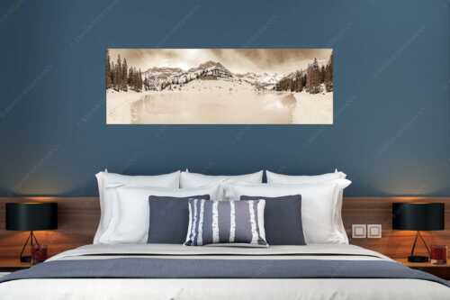 Blick über zugefrorenden Soiernsee zur Soiernspitze und Schöttlkar - Eisige Ruhe - Größe ca. 180x60cm, Seitenverhältnis 3:1 - Zugefrorener Soiernsee im Karwendel - weitere Infos unter https://www.kriner-weiermann.de