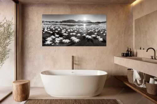 Große Eiskristalle auf dem zugefrorenen Barmsee mit Karwendelgebirge - Eisrosenblüte - Größe ca. 180x90cm, Seitenverhältnis 2:1 - Eiskristalle am Barmsee - weitere Infos unter https://www.kriner-weiermann.de