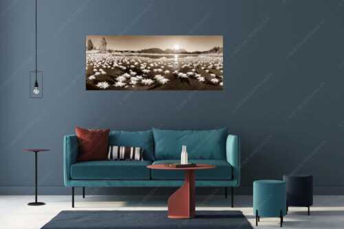 Große Eiskristalle auf dem zugefrorenen Barmsee mit Karwendelgebirge - Eisrosenblüte - Größe ca. 175x70cm, Seitenverhältnis 2,5:1 - Eiskristalle am Barmsee - weitere Infos unter https://www.kriner-weiermann.de