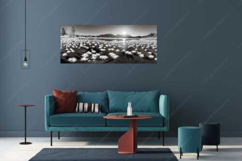 Große Eiskristalle auf dem zugefrorenen Barmsee mit Karwendelgebirge - Eisrosenblüte - Größe ca. 175x70cm, Seitenverhältnis 2,5:1 - Eiskristalle am Barmsee - weitere Infos unter https://www.kriner-weiermann.de