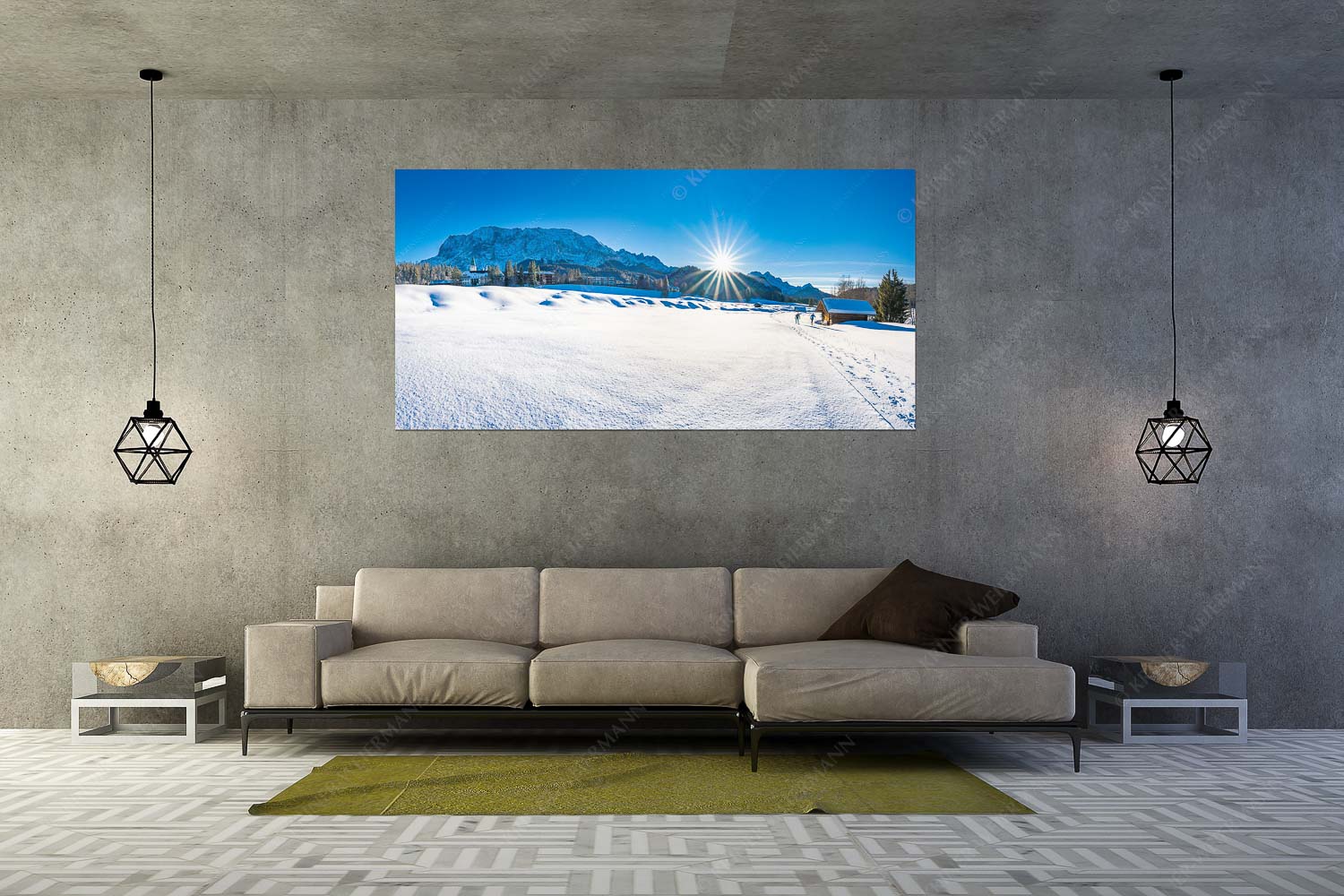 Skating und Langlaufen in Elmau - Elmauer Wintertag - Größe ca. 200x100cm, Seitenverhältnis 2:1 - Langlaufen in Elmau - weitere Infos unter https://www.kriner-weiermann.de