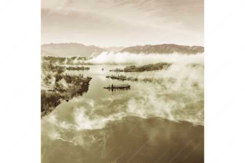 Blick über die Nebel am Staffelsee - Es lichtet sich - Seitenverhältnis 1:1 - Staffelsee Nebel Murnau Seehausen - weitere Infos unter https://www.kriner-weiermann.de