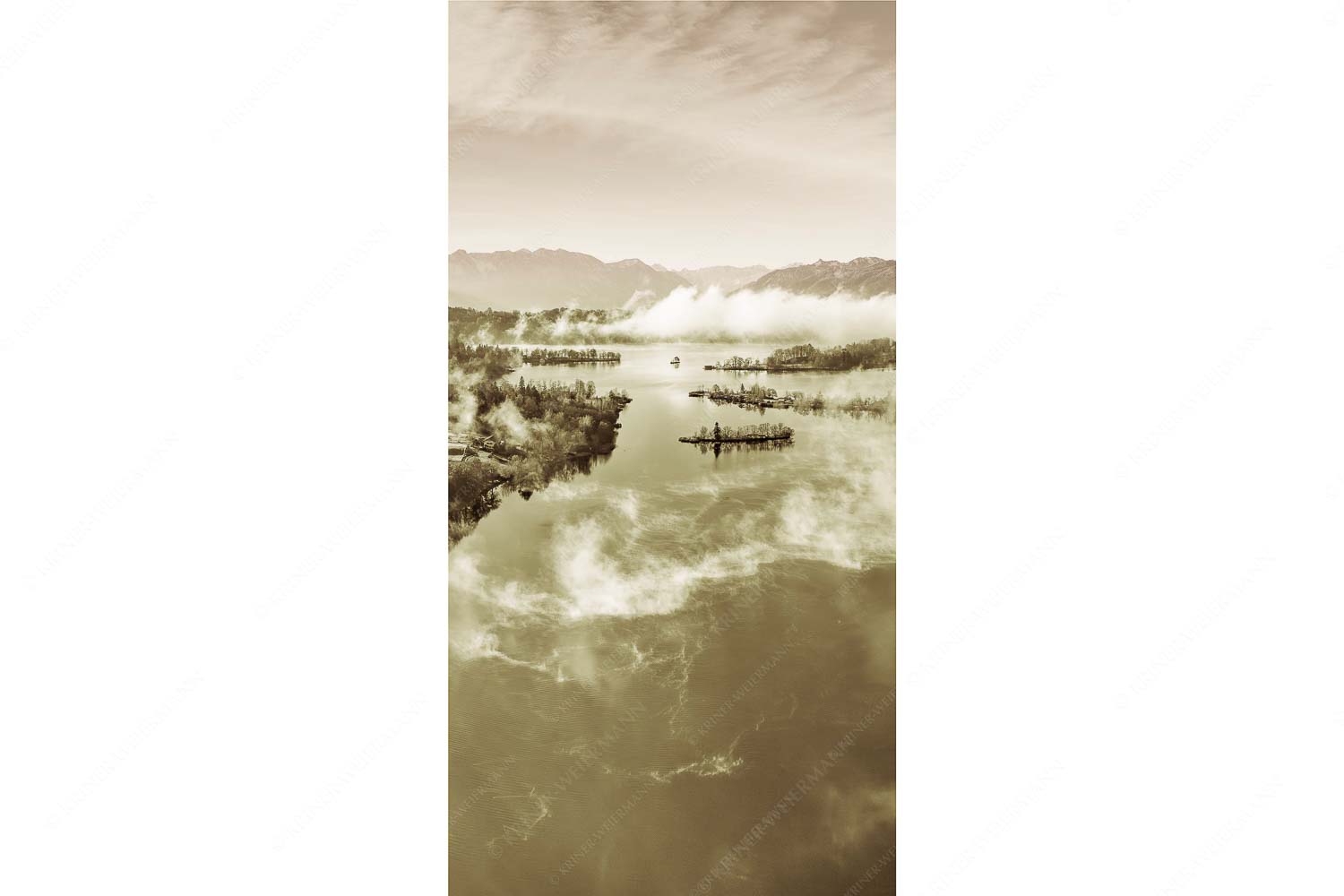 Es lichtet sich – Seitenverhältnis 1:2 — Staffelsee Nebel Murnau Seehausen Blick über die Nebel am Staffelsee