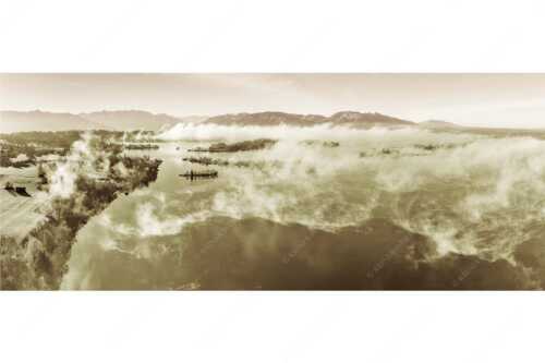 Blick über die Nebel am Staffelsee - Es lichtet sich - Seitenverhältnis 2,5:1 - Staffelsee Nebel Murnau Seehausen - weitere Infos unter https://www.kriner-weiermann.de