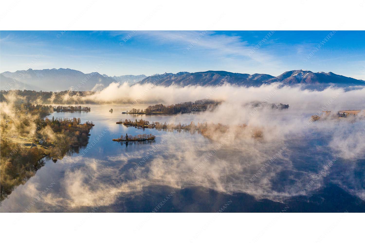 Es lichtet sich – Seitenverhältnis 2:1 — Staffelsee Nebel Murnau Seehausen Blick über die Nebel am Staffelsee