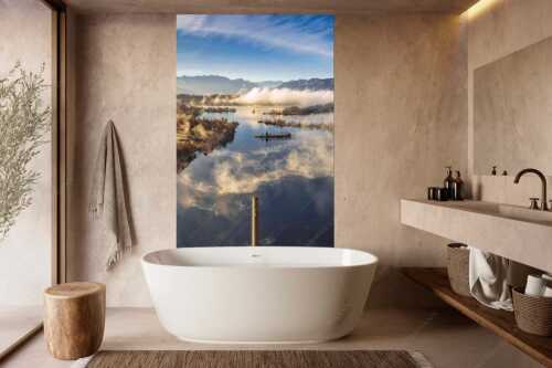 Blick über die Nebel am Staffelsee - Es lichtet sich - Größe ca. 160x240cm, Seitenverhältnis 2:3 - Staffelsee Nebel Murnau Seehausen - weitere Infos unter https://www.kriner-weiermann.de
