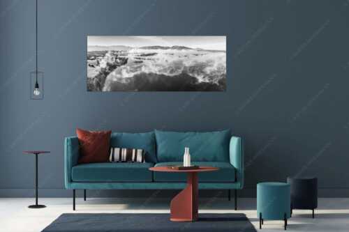 Blick über die Nebel am Staffelsee - Es lichtet sich - Größe ca. 175x70cm, Seitenverhältnis 2,5:1 - Staffelsee Nebel Murnau Seehausen - weitere Infos unter https://www.kriner-weiermann.de