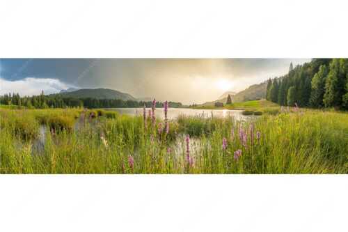Gewitterregen über dem Geroldsee - Es wettert - Seitenverhältnis 3:1 - Gewitter am Geroldsee - weitere Infos unter https://www.kriner-weiermann.de