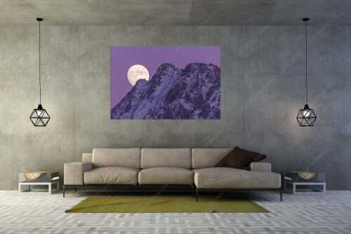 Vollmondaufgang hinter Wörner im Karwendelgebirge - Fast voll - Größe ca. 180x120cm, Seitenverhältnis 3:2 - Vollmond am Wörner - weitere Infos unter https://www.kriner-weiermann.de