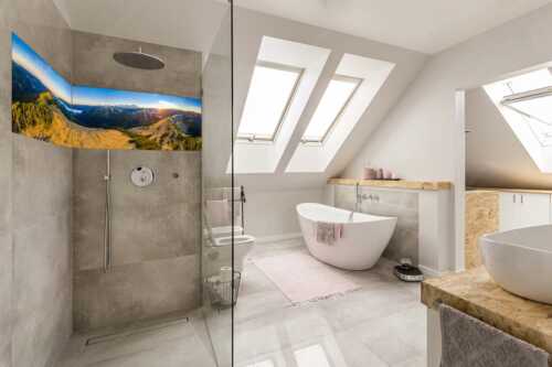 Blick über Feldern, Kramer und Zugspitze in den Sonnenuntergang - Feldernkopf - Größe ca. 240x60cm, Seitenverhältnis 4:1 - Ammergauer Alpen Sonnenuntergang - weitere Infos unter https://www.kriner-weiermann.de
