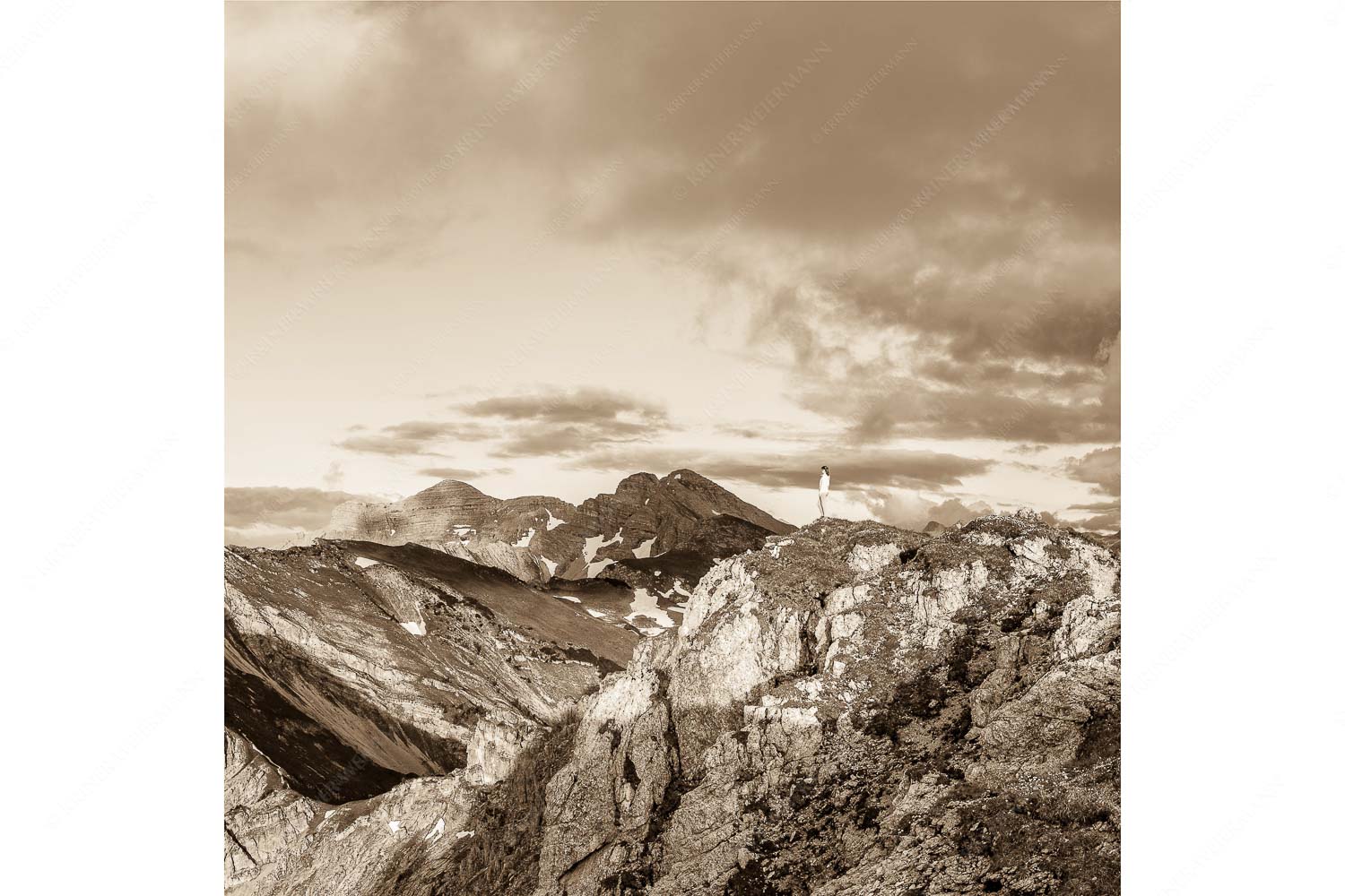 Feldernkreuz – Seitenverhältnis 1:1 — Bergsteiger am Seinskopf im Soierngebirge Blick vom Seinskopf zur Soiern- und Schöttlkarspitze