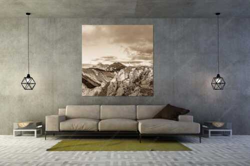 Blick vom Seinskopf zur Soiern- und Schöttlkarspitze - Feldernkreuz - Größe ca. 160x160cm, Seitenverhältnis 1:1 - Bergsteiger am Seinskopf im Soierngebirge - weitere Infos unter https://www.kriner-weiermann.de