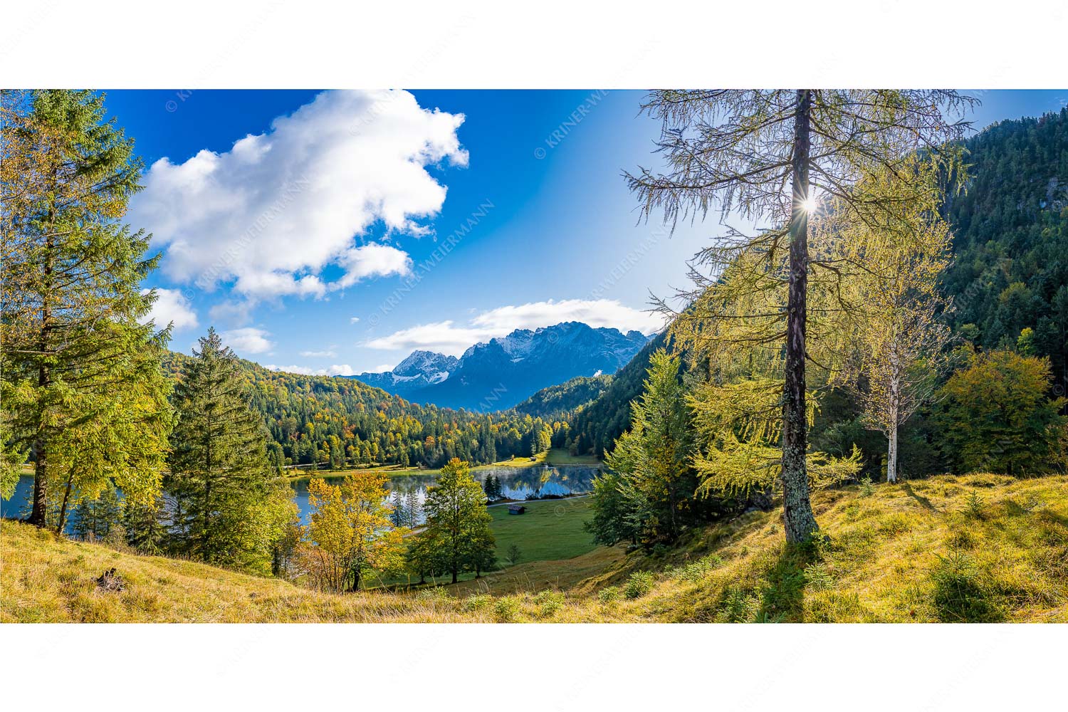 Ferchenseeherbst – Seitenverhältnis 2:1 — Ferchensee mit Karwendel Blick über Ferchensee aufs Karwendel