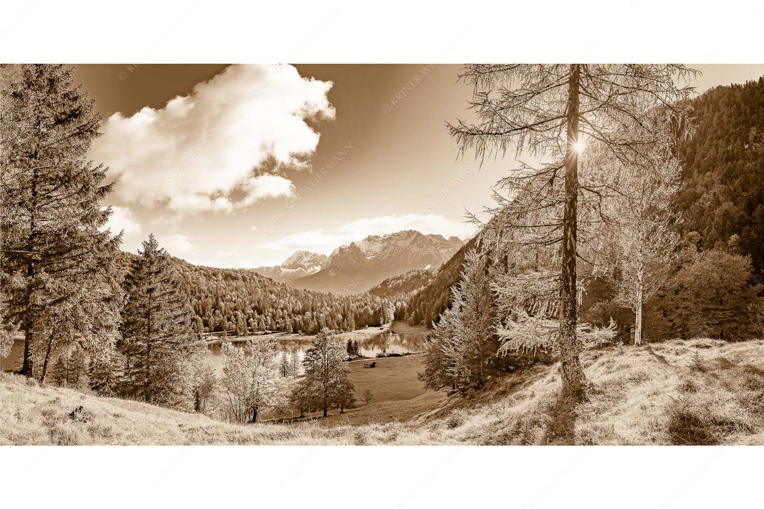 Ferchenseeherbst – Seitenverhältnis 2:1 — Ferchensee mit Karwendel Blick über Ferchensee aufs Karwendel