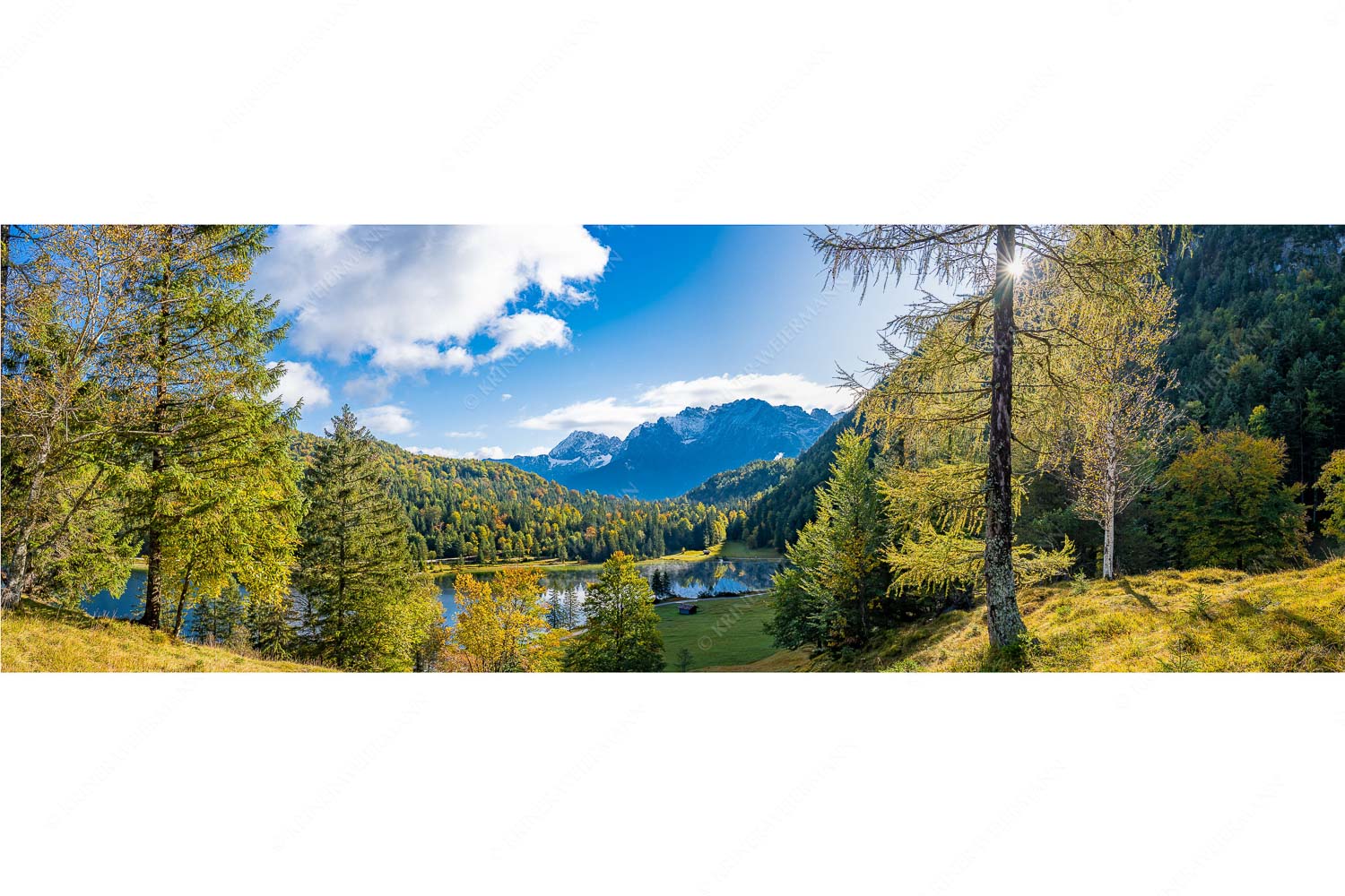 Ferchenseeherbst – Seitenverhältnis 3:1 — Ferchensee mit Karwendel Blick über Ferchensee aufs Karwendel