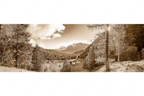 Blick über Ferchensee aufs Karwendel - Ferchenseeherbst - Seitenverhältnis 3:1 - Ferchensee mit Karwendel - weitere Infos unter https://www.kriner-weiermann.de
