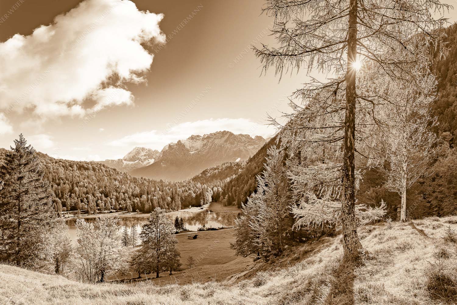 Ferchenseeherbst – Seitenverhältnis 3:2 — Ferchensee mit Karwendel Blick über Ferchensee aufs Karwendel