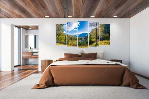 Blick über Ferchensee aufs Karwendel - Ferchenseeherbst - 5er Split, Größe ca. 200x100cm, Seitenverhältnis 2:1 - Ferchensee mit Karwendel - weitere Infos unter https://www.kriner-weiermann.de