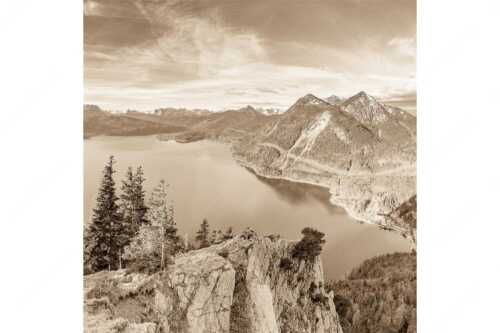 Blick über Walchensee zum Herzogstand - Fiordlands - Seitenverhältnis 1:1 - Walchensee Fahrenberg und Herzogstand - weitere Infos unter https://www.kriner-weiermann.de