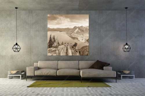 Blick über Walchensee zum Herzogstand - Fiordlands - Größe ca. 160x160cm, Seitenverhältnis 1:1 - Walchensee Fahrenberg und Herzogstand - weitere Infos unter https://www.kriner-weiermann.de