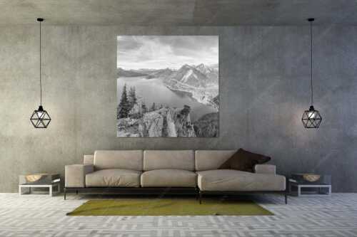 Blick über Walchensee zum Herzogstand - Fiordlands - Größe ca. 160x160cm, Seitenverhältnis 1:1 - Walchensee Fahrenberg und Herzogstand - weitere Infos unter https://www.kriner-weiermann.de