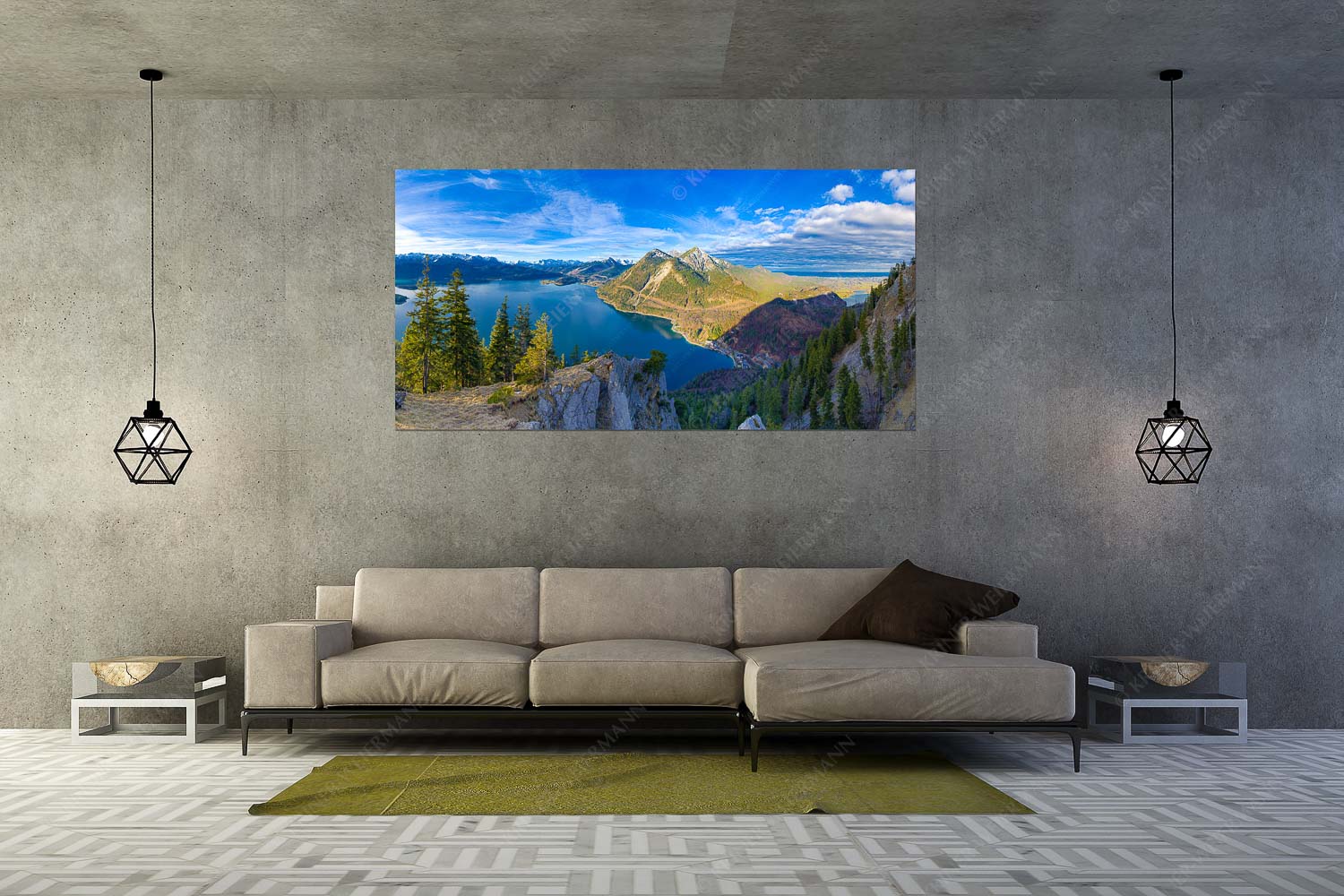 Fiordlands – Größe ca. 200x100cm, Seitenverhältnis 2:1 — Walchensee Fahrenberg und Herzogstand Blick über Walchensee zum Herzogstand - Fiordlands - Größe ca. 200x100cm, Seitenverhältnis 2:1 - Walchensee Fahrenberg und Herzogstand - weitere Infos unter https://www.kriner-weiermann.de