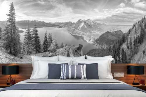 Blick über Walchensee zum Herzogstand - Fiordlands - Größe ca. 350x140cm, Seitenverhältnis 2,5:1 - Walchensee Fahrenberg und Herzogstand - weitere Infos unter https://www.kriner-weiermann.de