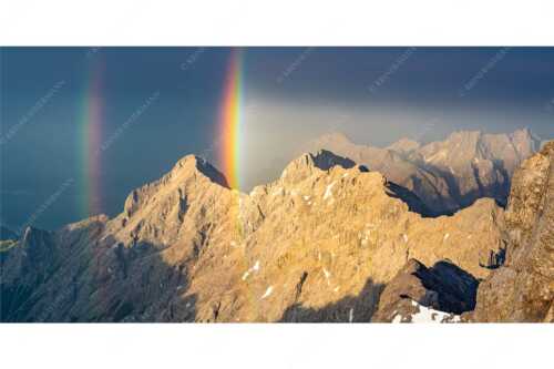 Doppelregenbogen an der Alpspitze im Wetterstein - Fontäne - Seitenverhältnis 2:1 - Regenbogen an der Alpspitze - weitere Infos unter https://www.kriner-weiermann.de