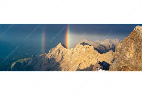 Doppelregenbogen an der Alpspitze im Wetterstein - Fontäne - Seitenverhältnis 3:1 - Regenbogen an der Alpspitze - weitere Infos unter https://www.kriner-weiermann.de