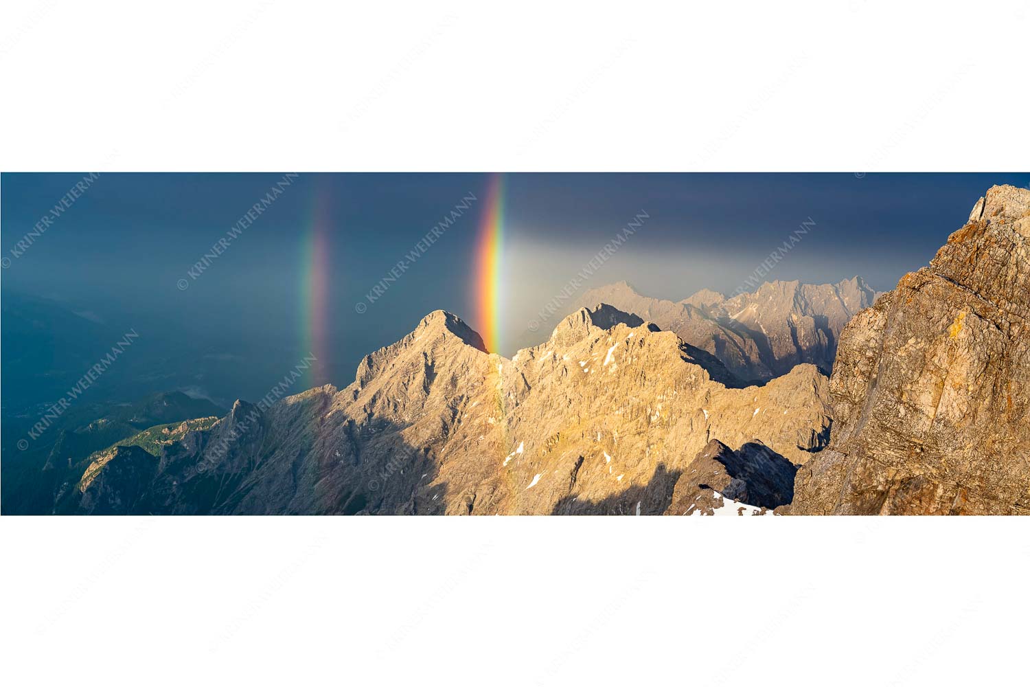 Fontäne – Seitenverhältnis 3:1 — Regenbogen an der Alpspitze Doppelregenbogen an der Alpspitze im Wetterstein