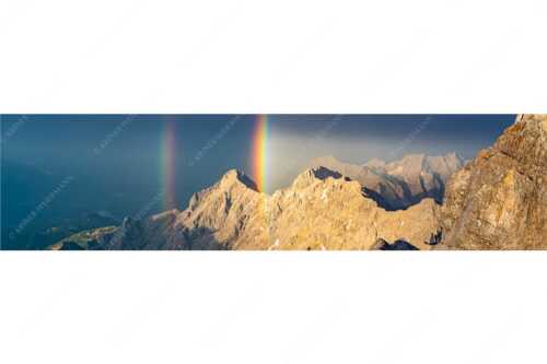 Doppelregenbogen an der Alpspitze im Wetterstein - Fontäne - Seitenverhältnis 4:1 - Regenbogen an der Alpspitze - weitere Infos unter https://www.kriner-weiermann.de