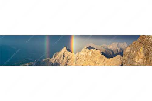 Doppelregenbogen an der Alpspitze im Wetterstein - Fontäne - Seitenverhältnis 5:1 - Regenbogen an der Alpspitze - weitere Infos unter https://www.kriner-weiermann.de