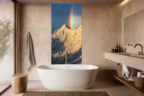 Doppelregenbogen an der Alpspitze im Wetterstein - Fontäne - Größe ca. 100x200cm, Seitenverhältnis 1:2 - Regenbogen an der Alpspitze - weitere Infos unter https://www.kriner-weiermann.de