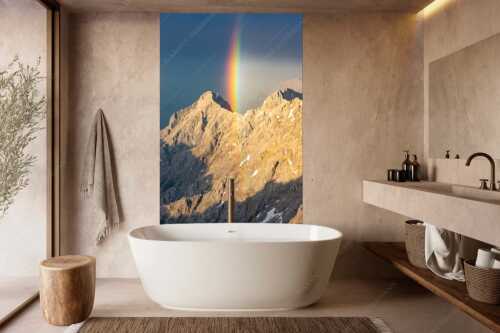 Doppelregenbogen an der Alpspitze im Wetterstein - Fontäne - Größe ca. 160x240cm, Seitenverhältnis 2:3 - Regenbogen an der Alpspitze - weitere Infos unter https://www.kriner-weiermann.de