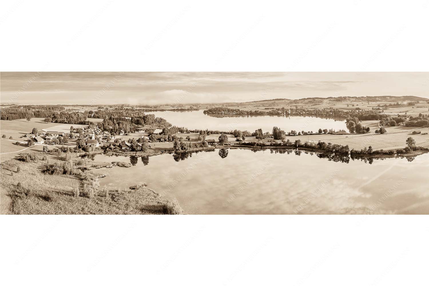 Froschhausen – Seitenverhältnis 3:1 — Riegsee und Froschhauser See Blick über Froschhauser- und Riegsee