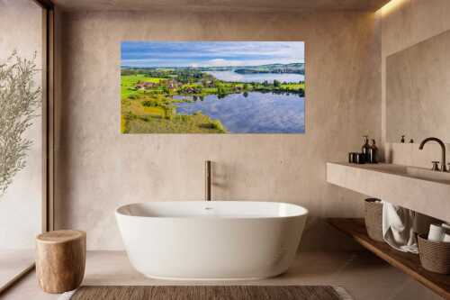 Blick über Froschhauser- und Riegsee - Froschhausen - Größe ca. 180x90cm, Seitenverhältnis 2:1 - Riegsee und Froschhauser See - weitere Infos unter https://www.kriner-weiermann.de