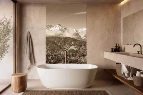 Erstes Grün im Tal und frischer Schnee auf den Bergen im Wettersteingebirge - Frühling und Winter - Größe ca. 160x240cm, Seitenverhältnis 2:3 - Dreitorspitzen im Wetterstein - weitere Infos unter https://www.kriner-weiermann.de
