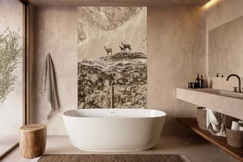 Gämsen mit Kitz im Karwendelgebirge - Gamslan - Größe ca. 160x240cm, Seitenverhältnis 2:3 - Gämsen im Karwendel - weitere Infos unter https://www.kriner-weiermann.de
