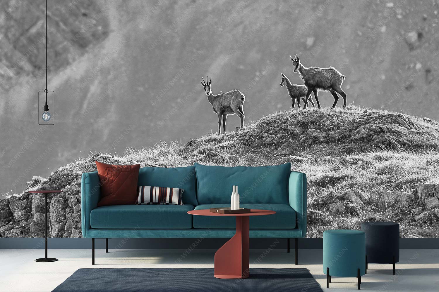 Gamslan – Größe ca. 400x200cm, Seitenverhältnis 2:1 — Gämsen im Karwendel Gämsen mit Kitz im Karwendelgebirge - Gamslan - Größe ca. 400x200cm, Seitenverhältnis 2:1 - Gämsen im Karwendel - weitere Infos unter https://www.kriner-weiermann.de